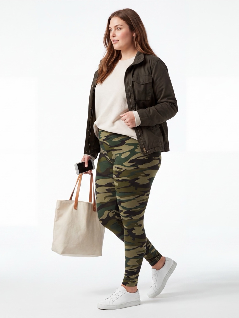 Green Camo High Waisted Leggings Pants Plus Size 1X-3X NWT